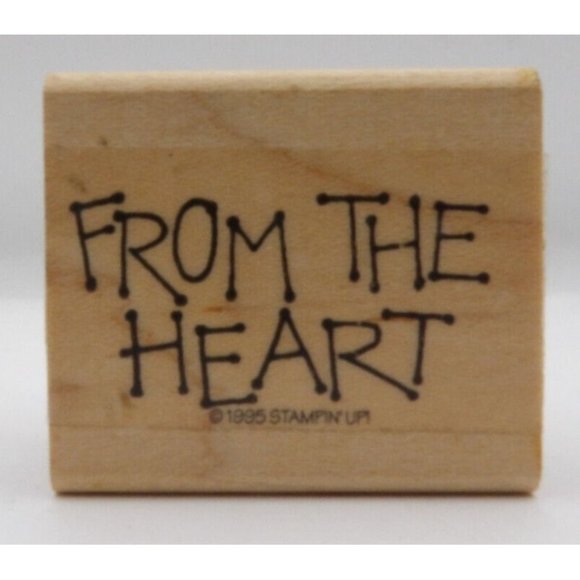 Stamp, Wooden Rubber, From the Heart ©1995 Stampin Up! 2 x 1 3/4" - Picture 1 of 4